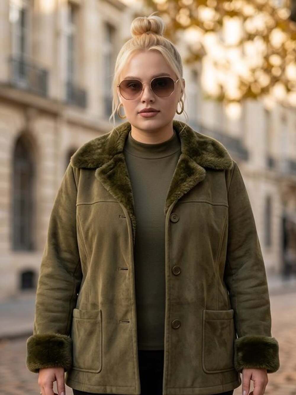 VTG 80’s-Dennis Basso-LG-Olive Green Suede Coat-Women's SIZE LG-LIKE NEW